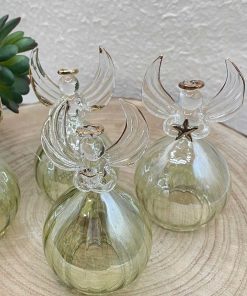 Angelo in Vetro Verde 3 Sogg – Decorazioni di Natale
