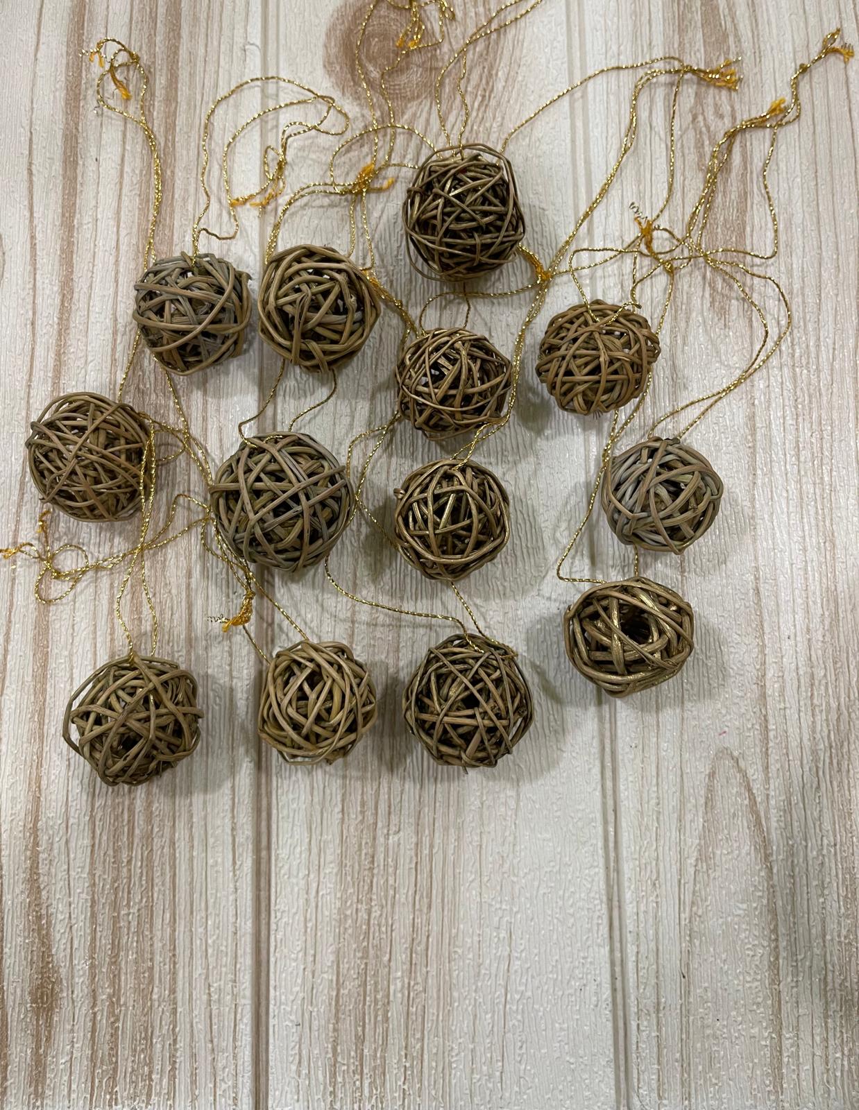 Stock 30pz Addobbo Palline in Rattan Ø 2 - immagine 3